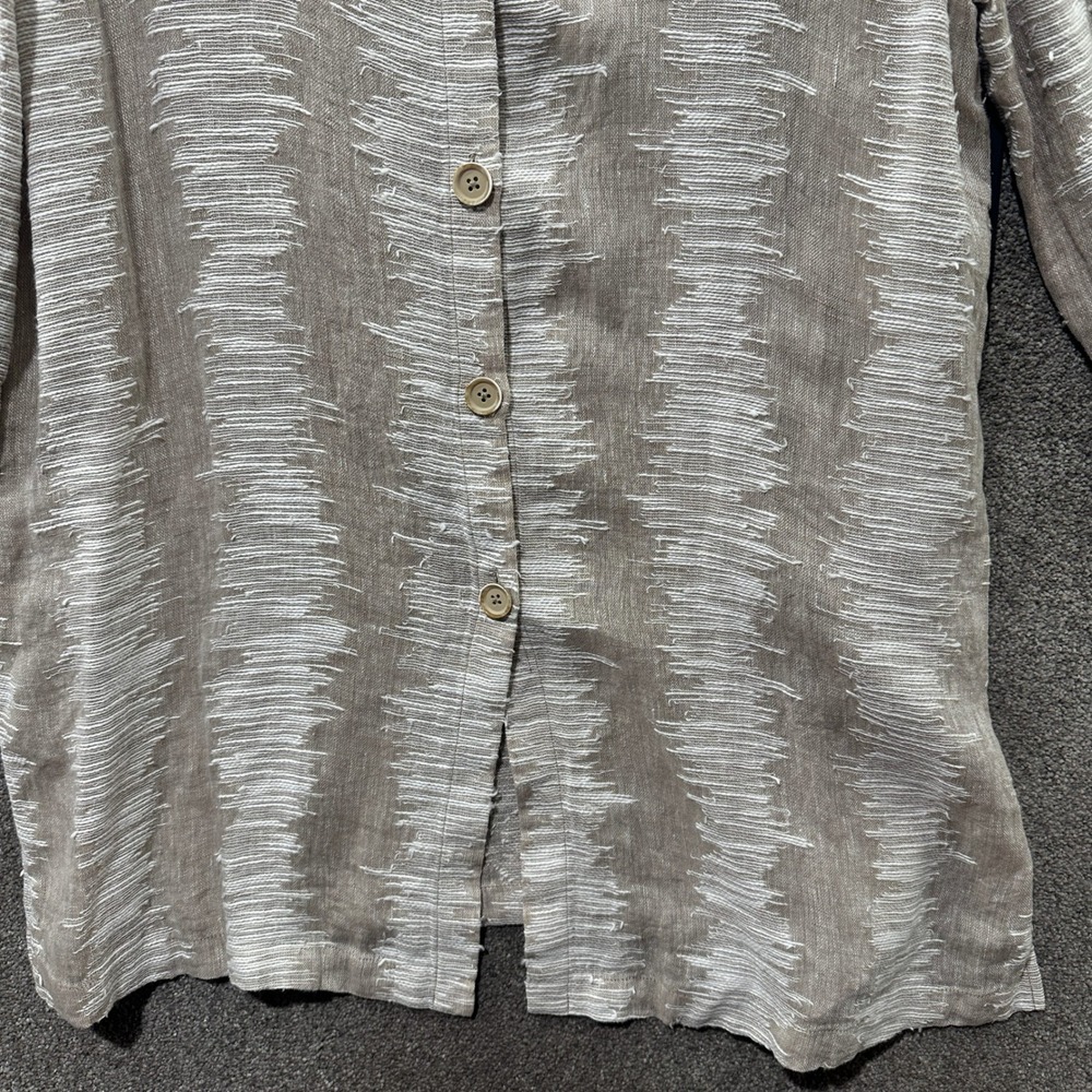 NIC+ZOE Tunic Top Women XL Button Up 3/4 Sleeve Linen Cotton Coastal Summer Boho - Picture 8 of 13